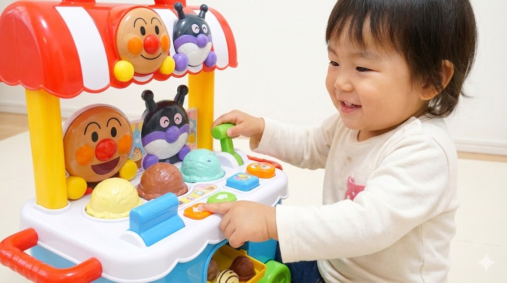 アンパンマンのアイス屋さんで楽しく知育体験