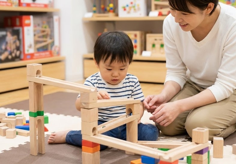 おもちゃを試せるボーネルンドの試遊コーナー