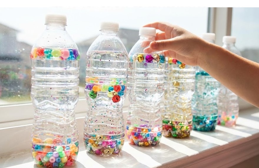 ペットボトルで音や視覚を楽しむおもちゃ