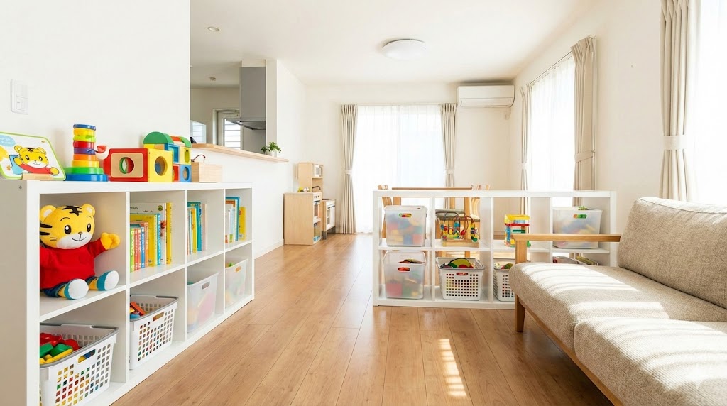 こどもちゃれんじ収納術！リビングが片付くIKEAや100均の活用アイデア
