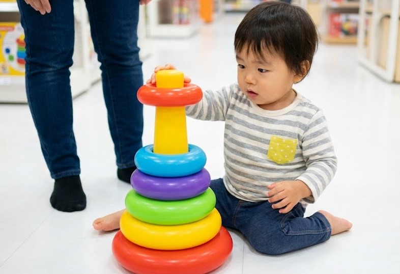 1歳や2歳の成長に合うおもちゃを店舗で選ぶ