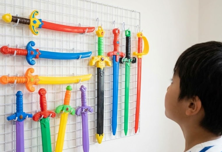 ワイヤーネットで壁掛けにする見せる収納術
