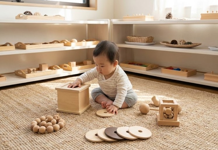 0歳児の無意識的吸収期を支える教具の役割