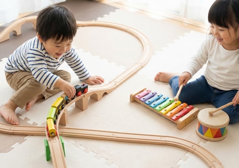 創造力を広げるレールセットや楽器シリーズ