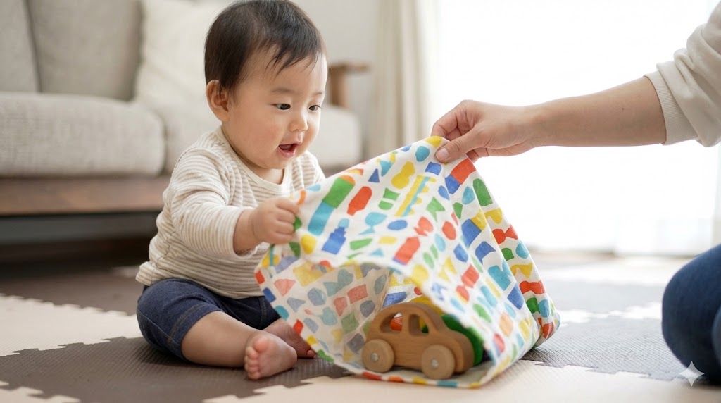 物体恒存を学ぶボール落としやハンカチ遊びの魅力